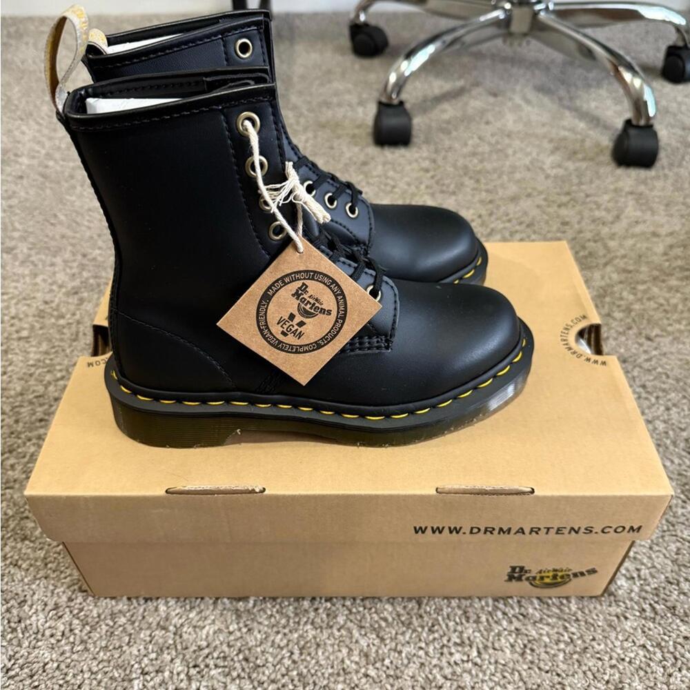 Dr. Martens Black 1460 Vegan Boots, Women’s size 5